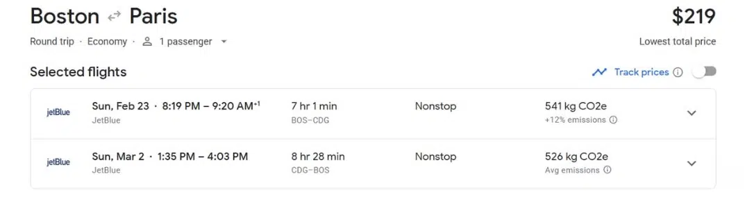 Boston to Paris mistake fare for $218 roundtrip. 